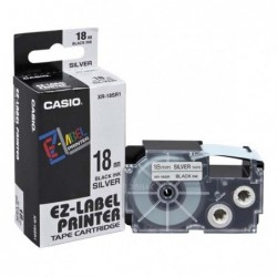 Casio oryginalny taśma do drukarek etykiet, Casio, XR-18SR1, czarny druk/srebrny podkład, 18mm - 1