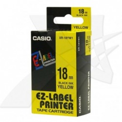 Casio oryginalny taśma do drukarek etykiet, Casio, XR-18YW1, czarny druk/żółty podkład, nielaminowany, 8m, 18mm - 1