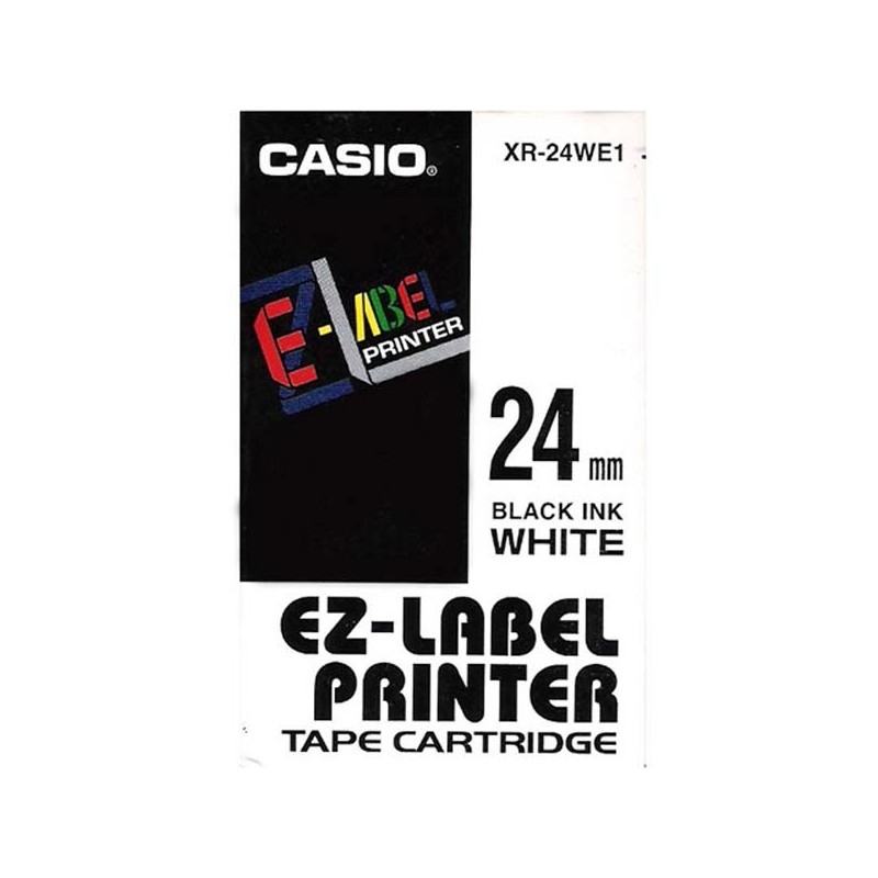 Casio oryginalny taśma do drukarek etykiet, Casio, XR-24WE1, czarny druk/biały podkład, nielaminowany, 8m, 24mm - 1