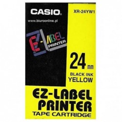 Casio oryginalny taśma do drukarek etykiet, Casio, XR-24YW1, czarny druk/żółty podkład, nielaminowany, 8m, 24mm - 1