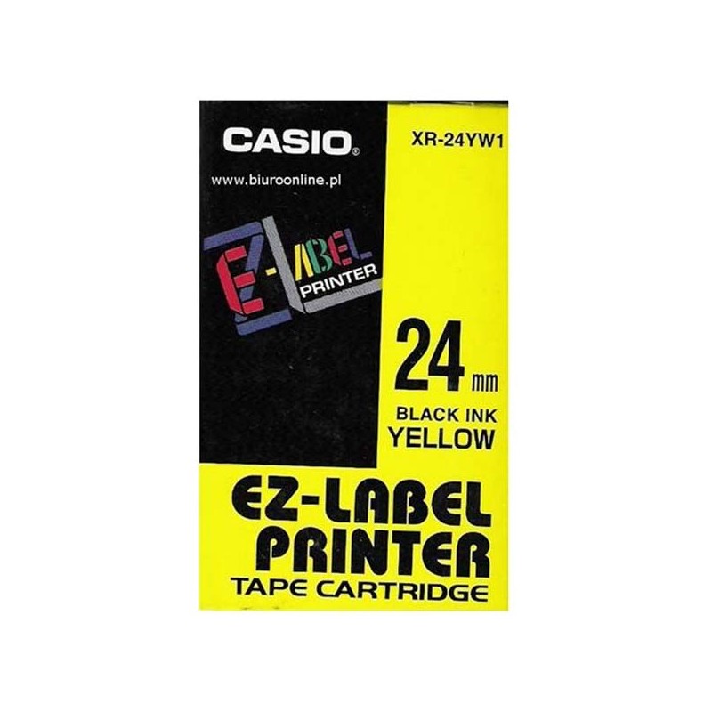 Casio oryginalny taśma do drukarek etykiet, Casio, XR-24YW1, czarny druk/żółty podkład, nielaminowany, 8m, 24mm - 1