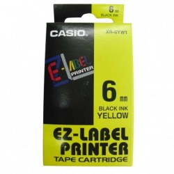 Casio oryginalny taśma do drukarek etykiet, Casio, XR-6YW1, czarny druk/żółty podkład, nielaminowany, 8m, 6mm - 1