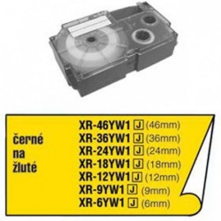 Casio oryginalny taśma do drukarek etykiet, Casio, XR-6YW1, czarny druk/żółty podkład, nielaminowany, 8m, 6mm - 3