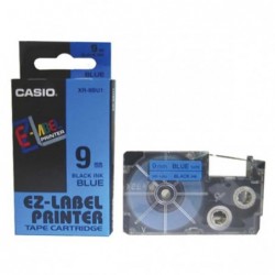 Casio oryginalny taśma do drukarek etykiet, Casio, XR-9BU1, czarny druk/niebieski podkład, nielaminowany, 8m, 9mm - 1
