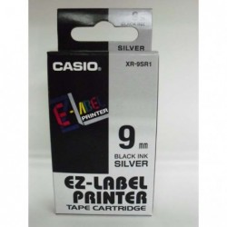 Casio oryginalny taśma do drukarek etykiet, Casio, XR-9SR1, czarny druk/srebrny podkład, nielaminowany, 8m, 9mm - 1