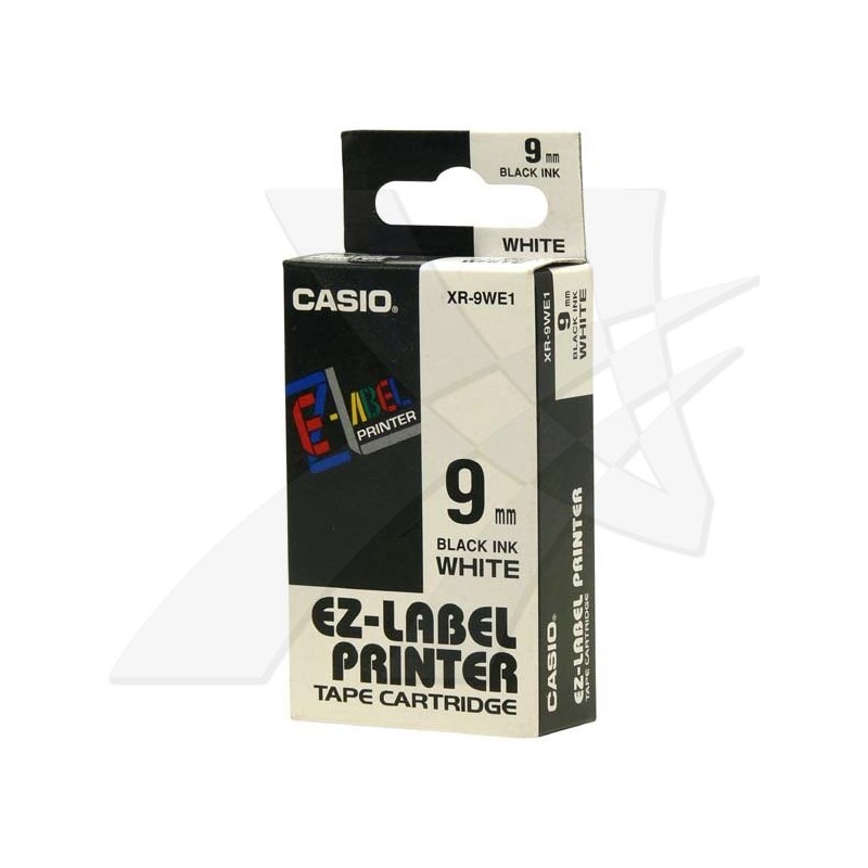 Casio oryginalny taśma do drukarek etykiet, Casio, XR-9WE1, czarny druk/biały podkład, nielaminowany, 8m, 9mm - 1