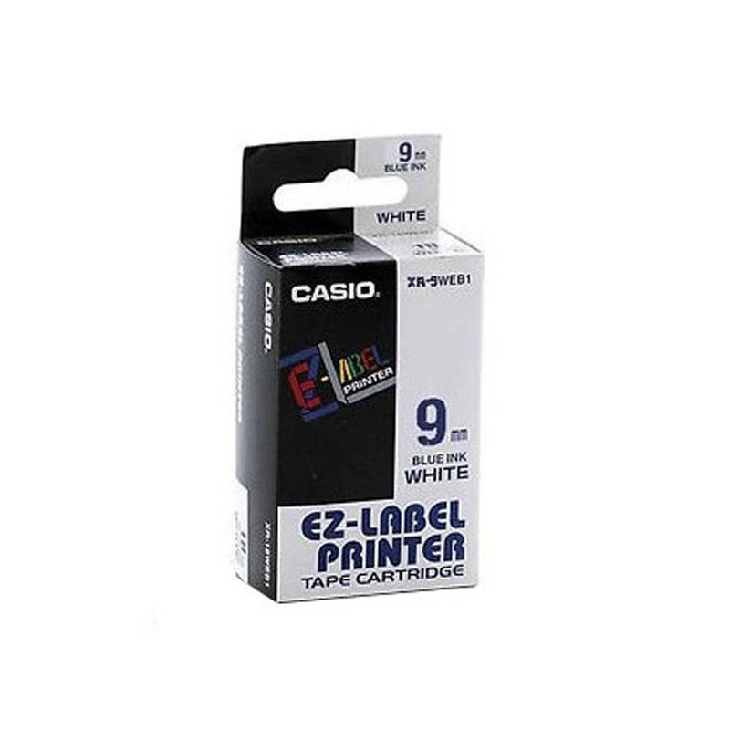 Casio oryginalny taśma do drukarek etykiet, Casio, XR-9WEB1, niebieski druk/biały podkład, nielaminowany, 8m, 9mm - 1