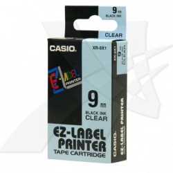 Casio oryginalny taśma do drukarek etykiet, Casio, XR-9X1, czarny druk/przezroczysty podkład, nielaminowany, 8m, 9mm - 1