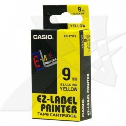 Casio oryginalny taśma do drukarek etykiet, Casio, XR-9YW1, czarny druk/żółty podkład, nielaminowany, 8m, 9mm - 1