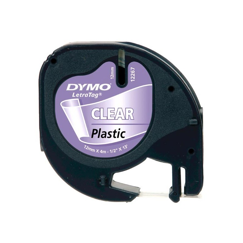 Dymo oryginalny taśma do drukarek etykiet, Dymo, 12267, S0721530, czarny druk/przezroczysty podkład, 4m, 12mm, LetraTag taśma p 