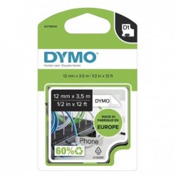 Dymo oryginalny taśma do drukarek etykiet, Dymo, 16957, S0718040, czarny druk/biały podkład, 3.5m, 12mm, D1 specjalna - elastyc 