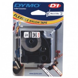 Dymo oryginalny taśma do drukarek etykiet, Dymo, 16958, S0718050, czarny druk/biały podkład, 3.5m, 19mm, D1 specjalna - elastyc 