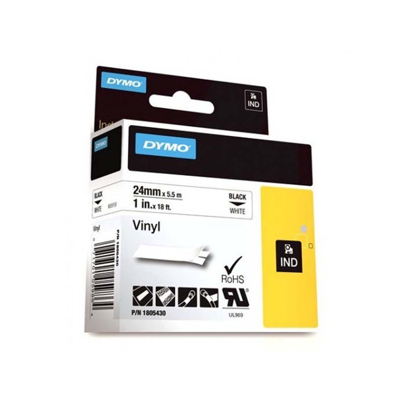 Dymo oryginalny taśma do drukarek etykiet, Dymo, 1805430, czarny druk/biały podkład, 5.5m, 24mm, RHINO winylowa D1 - 1