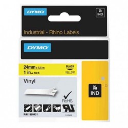 Dymo oryginalny taśma do drukarek etykiet, Dymo, 1805431, czarny druk/żółty podkład, 5.5m, 24mm, RHINO winylowa D1 - 1