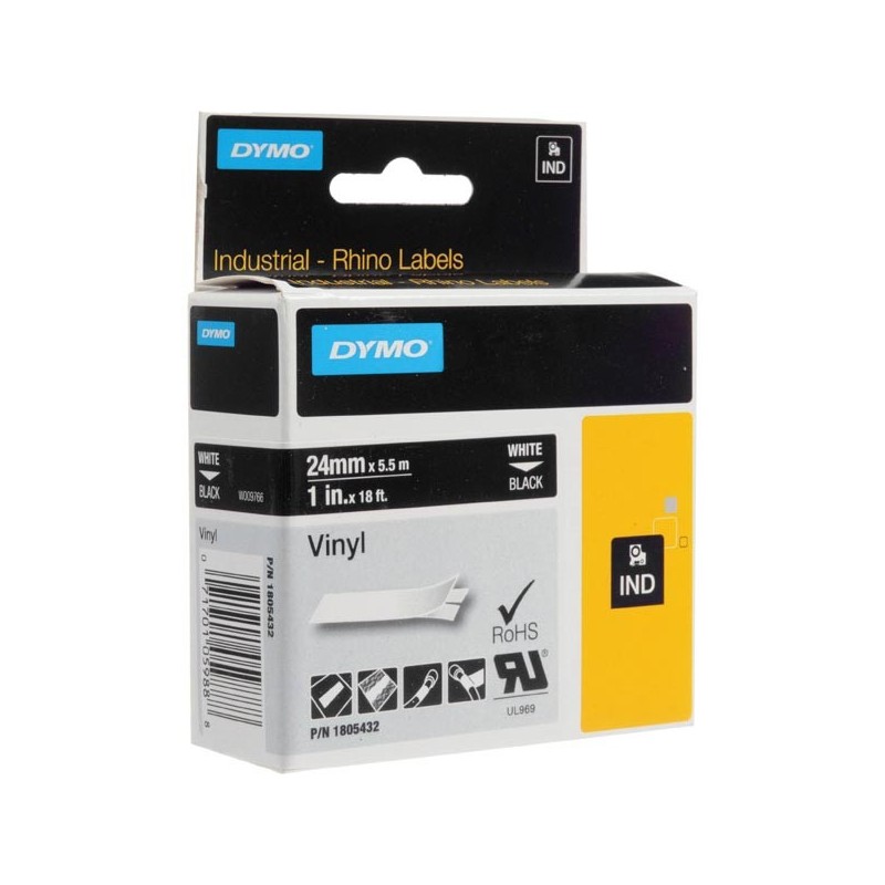 Dymo oryginalny taśma do drukarek etykiet, Dymo, 12267, 1805432, biały druk/czarny podkład, 5.5m, 24mm, RHINO winylowa D1 - 1