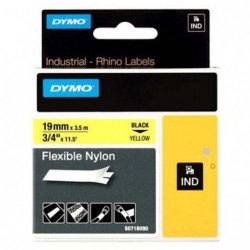Dymo oryginalny taśma do drukarek etykiet, Dymo, 18491, czarny druk/żółty podkład, 3.5m, 19mm, RHINO nylonowa - 1