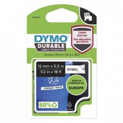 Dymo oryginalny taśma do drukarek etykiet, Dymo, 1978364, czarny druk/biały podkład, 5.5m, 12mm, D1, trwałe winylowe - 1
