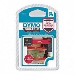 Dymo oryginalny taśma do drukarek etykiet, Dymo, 1978366, w kolorze białym druk/czerwony podkład, 3m, 12mm, D1, trwałe winylowe 
