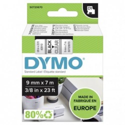 Dymo oryginalny taśma do drukarek etykiet, Dymo, 40910, S0720670, czarny druk/przezroczysta podkład, 7m, 9mm, D1 - 1