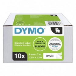 Dymo oryginalny taśma do drukarek etykiet, Dymo, 2093096, czarny druk/biały podkład, 7m, 9mm, op. 10 szt, cena za opakowanie, D 
