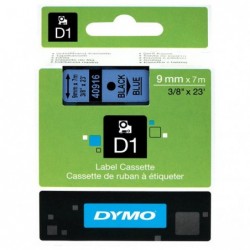 Dymo oryginalny taśma do drukarek etykiet, Dymo, 40916, S0720710, czarny druk/niebieski podkład, 7m, 9mm, D1 - 3