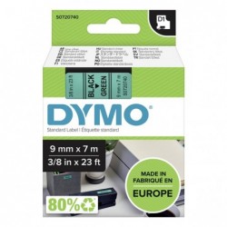 Dymo oryginalny taśma do drukarek etykiet, Dymo, 40919, S0720740, czarny druk/zielony podkład, 7m, 9mm, D1 - 1