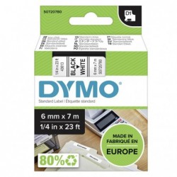 Dymo oryginalny taśma do drukarek etykiet, Dymo, 43613, S0720780, czarny druk/biały podkład, 7m, 6mm, D1 - 1