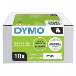 Dymo oryginalny taśma do drukarek etykiet, Dymo, 2093097, czarny druk/biały podkład, 7m, 12mm, op. 10 szt, cena za opakowanie, -