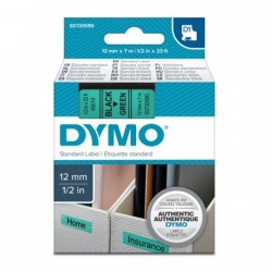 Dymo oryginalny taśma do drukarek etykiet, Dymo, 45019, S0720590, czarny druk/zielony podkład, 7m, 12mm, D1 - 2
