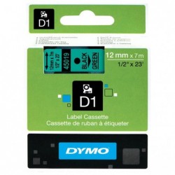 Dymo oryginalny taśma do drukarek etykiet, Dymo, 45019, S0720590, czarny druk/zielony podkład, 7m, 12mm, D1 - 3