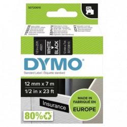 Dymo oryginalny taśma do drukarek etykiet, Dymo, 45021, S0720610, biały druk/czarny podkład, 7m, 12mm, D1 - 1