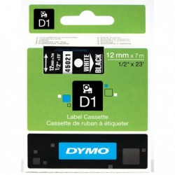 Dymo oryginalny taśma do drukarek etykiet, Dymo, 45021, S0720610, biały druk/czarny podkład, 7m, 12mm, D1 - 3
