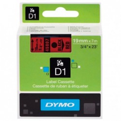 Dymo oryginalny taśma do drukarek etykiet, Dymo, 45807, S0720870, czarny druk/czerwony podkład, 7m, 19mm, D1 - 3
