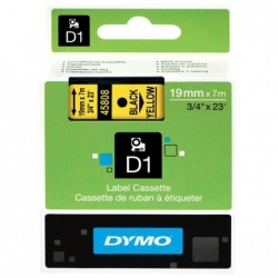 Dymo oryginalny taśma do drukarek etykiet, Dymo, 45808, S0720880, czarny druk/żółty podkład, 7m, 19mm, D1 - 3