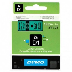Dymo oryginalny taśma do drukarek etykiet, Dymo, 45809, S0720890, czarny druk/zielony podkład, 7m, 19mm, D1 - 3