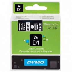 Dymo oryginalny taśma do drukarek etykiet, Dymo, 45811, S0720910, biały druk/czarny podkład, 7m, 19mm, D1 - 3