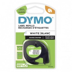 Dymo oryginalny taśma do drukarek etykiet, Dymo, 59421, S0721510, czarny druk/biały podkład, 4m, 12mm, LetraTag taśma papierowa 