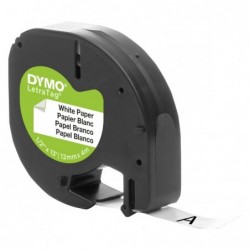Dymo oryginalny taśma do drukarek etykiet, Dymo, 59421, S0721510, czarny druk/biały podkład, 4m, 12mm, LetraTag taśma papierowa 