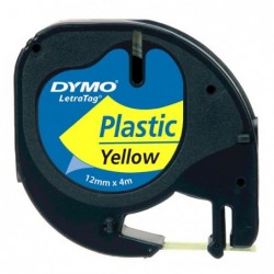 Dymo oryginalny taśma do drukarek etykiet, Dymo, 59423, S0721620, czarny druk/żółty podkład, 4m, 12mm, LetraTag taśma plastikow 