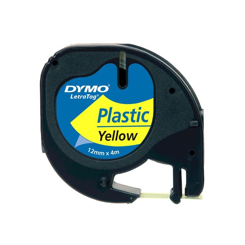 Dymo oryginalny taśma do drukarek etykiet, Dymo, 59423, S0721620, czarny druk/żółty podkład, 4m, 12mm, LetraTag taśma plastikow 