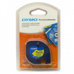 Dymo oryginalny taśma do drukarek etykiet, Dymo, 59423, S0721620, czarny druk/żółty podkład, 4m, 12mm, LetraTag taśma plastikow 