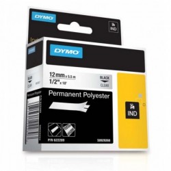 Dymo oryginalny taśma do drukarek etykiet, Dymo, 622289, czarny druk/przezroczysty podkład, 5.5m, 12mm, RHINO poliestrowa trwał 