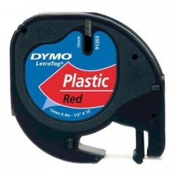 Dymo oryginalny taśma do drukarek etykiet, Dymo, 91203, S0721630, czarny druk/czerwony podkład, 4m, 12mm, LetraTag taśma plasti 