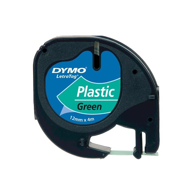 Dymo oryginalny taśma do drukarek etykiet, Dymo, 91204, S0721640, czarny druk/zielony podkład, 4m, 12mm, LetraTag taśma plastik 