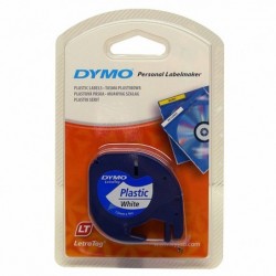 Dymo oryginalny taśma do drukarek etykiet, Dymo, 91221, S0721660, czarny druk/biały podkład, 4m, 12mm, LetraTag taśma plastikow 