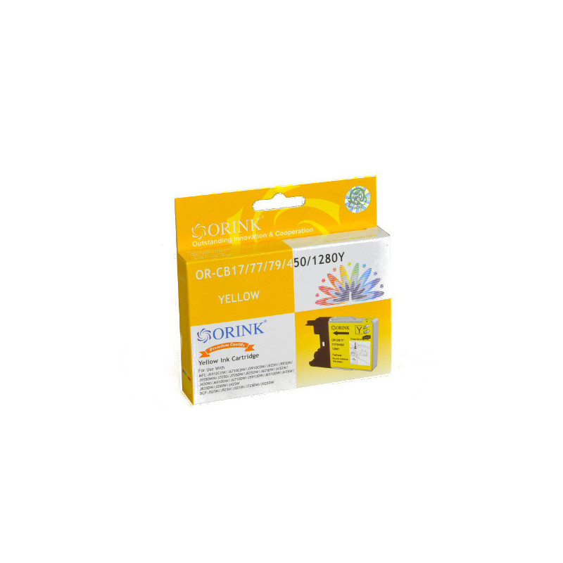ORINK Tusz LC1280XLY do drukarek Brother MFCJ6510DW / J425W / DCP J525N | Yellow | 19ml. - 1