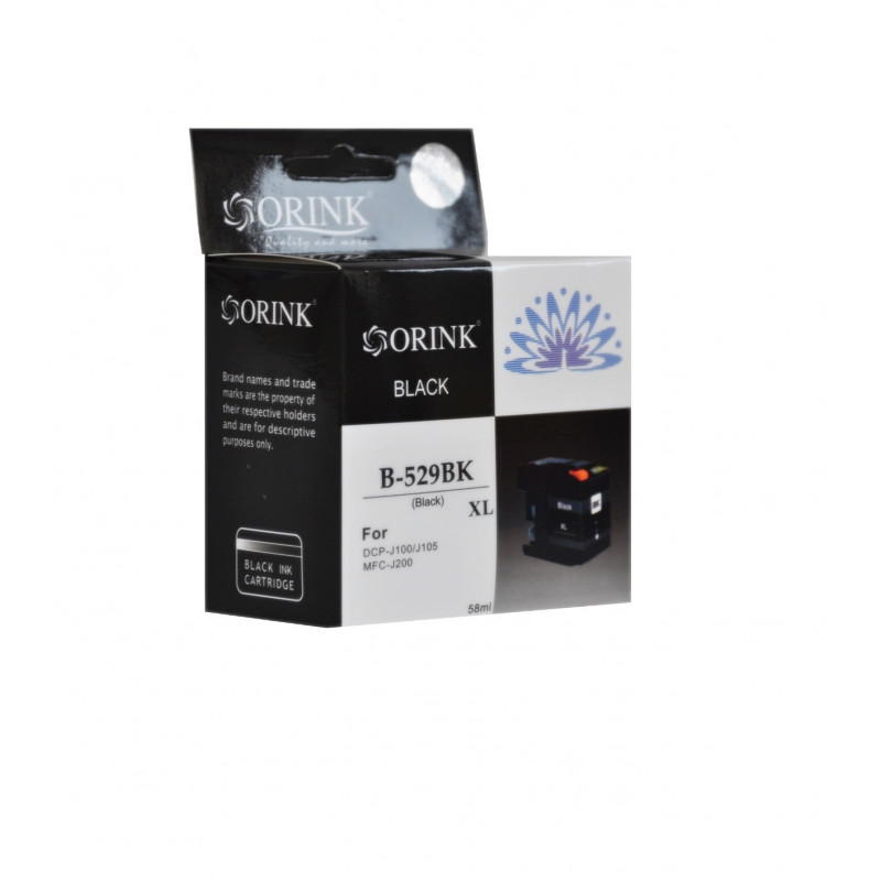 ORINK Tusz LC529XLBK do drukarek Brother DCP J100 / DCP J105 / MFC J200 | Black | 58ml. - 1