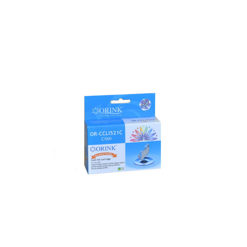 ORINK Tusz CLI521C do drukarek Canon Pixma MP540 / MP620 / MX870 / IP3600 | Cyan | 10,5ml. - 1