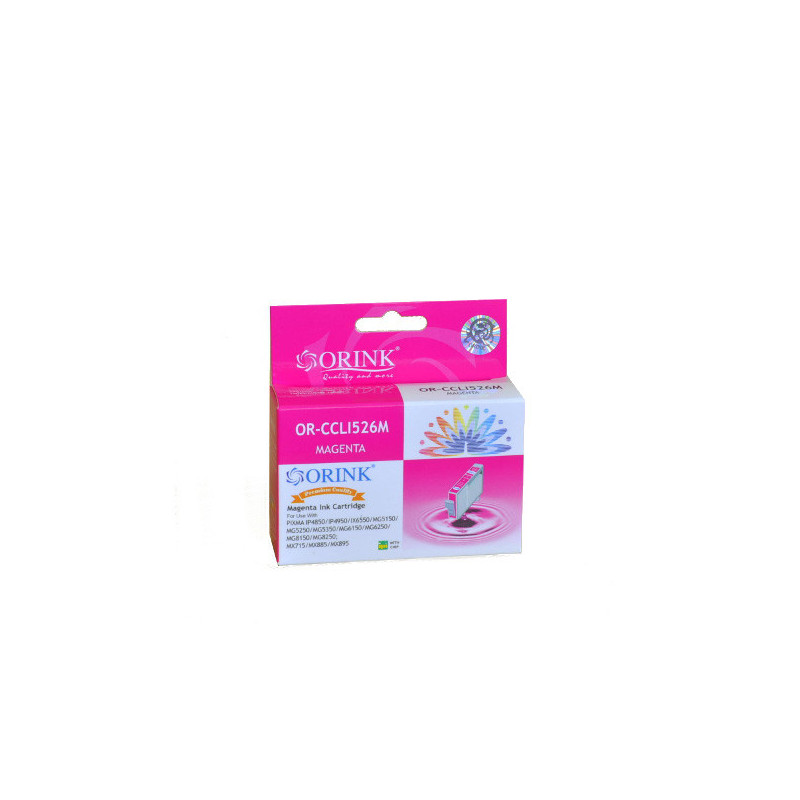 ORINK Tusz CLI526M do drukarek Canon 526 Pixma iP4850 / IX6550 / MG5150 / MX715 | Magenta | 10,5ml. - 1