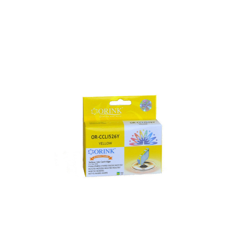 ORINK Tusz CLI526Y do drukarek Canon 526 Pixma iP4850 / IX6550 / MG5150 / MX715 | Yellow | 10,5ml. - 1